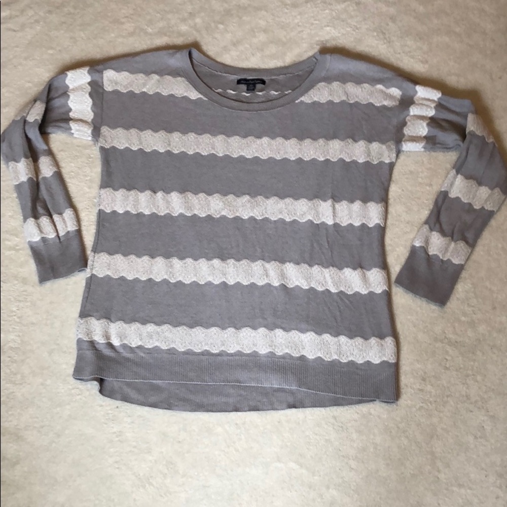 Gray and white striped American Eagle sweater